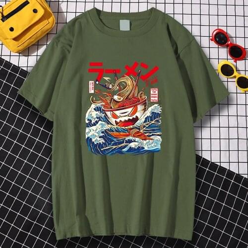 Cotton Japan Cartoon Funny Food Print T-shirts Design Leisure Homme Anime Casual Tops O-Neck Man T Shirt