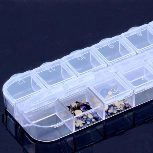 Nail Boxes 5pcs/lot Rectangle Shape Nail Art Rhinestone Plastic Box Case DIY Tools