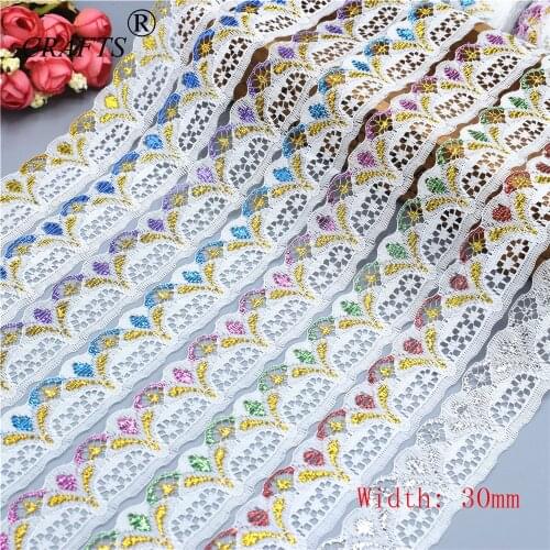 Wholesale 2018 new lace ribbon, golden flower pattern, Golden 10 yards 3 cm wide, garment accessories / DIY Jewelry