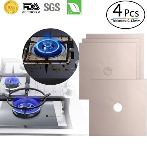 Square High Quality Stocked Eco-friendly Modern Reusable Beige Color Gas Stove Protectors Mats Home Kitchen Glass Fiber Pads