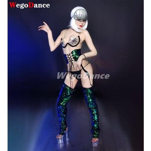 Hot Rave Bikini Drag Queen Halloween Party Costumes Bra Holographic Burning Man Festival Accessories Stage Outfits