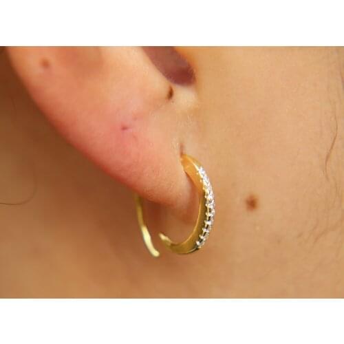 Mimimalist Classic 100% 925 sterling silver simple earrings gold color fashion circle cz hoop adorable girls birthday chic gift