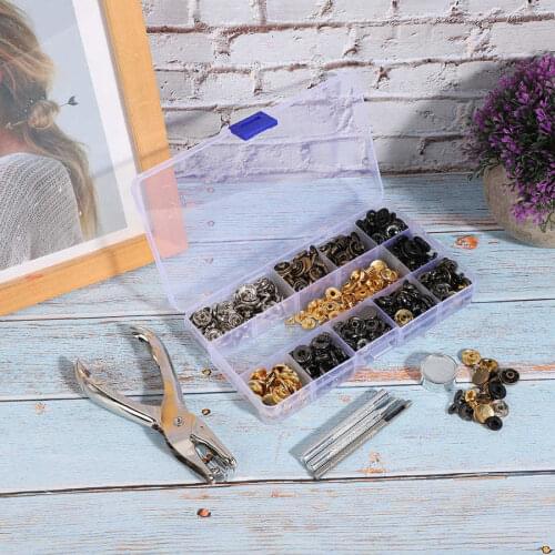 120 Set Round Snap Fastener Kit Canvas Snap Kit 6 Color Metal Button Snap Fastener and Installation Tools Punch Plier and Rivet