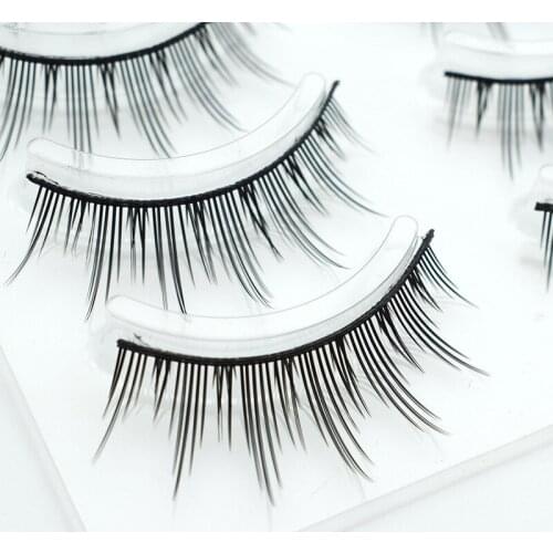 Natural Long Cosplay Makeup Cross Strip False Eyelashes Black Eye Lashes 5pair