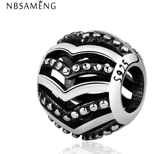 NBSAMENG 100% 925 Silver Sterling Original Beads For Jewelry Making Charms Fit Bracelets Stylish Wish Charm For Women
