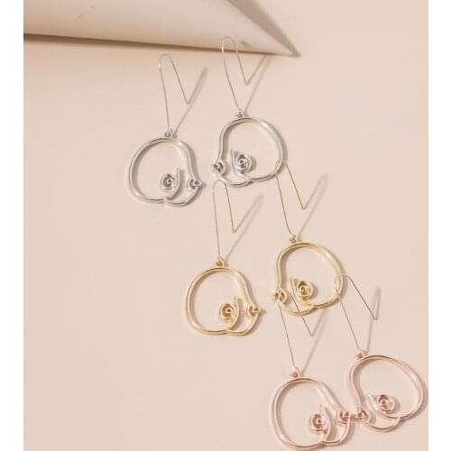 New Fashion 2020 Abstract Big Dangle Earrings for Women Retro Alloy Hollow Piercing Long Earring Party Jewelry Accessories Gifts