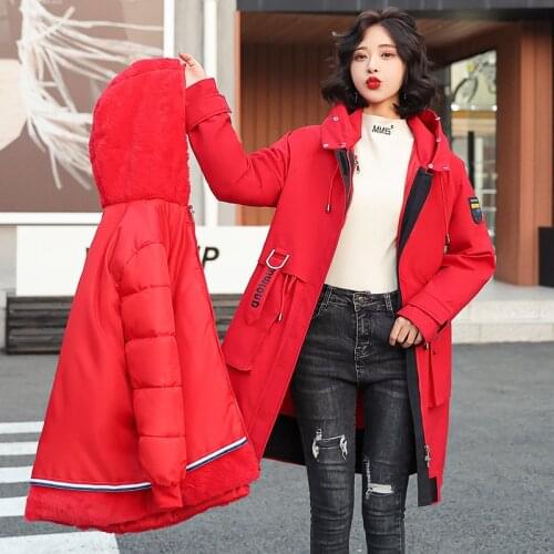 2022 new Down Jacket Women New Cotton Liner Winter Parka Coat Parker Fashion Adjustable Waist Collar Medium Long Hooded jacket