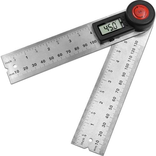 New Stainless Steel Two-in-one Digital Display Angle Ruler 130mm Horizontal Angle Ruler Woodworking Protractor Inclinometer