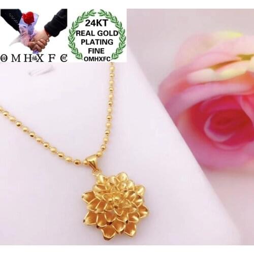OMHXFC Jewelry Wholesale YM315 European Fashion Hot Fine Woman Girl Party Birthday Wedding Gift Flower 24KT Gold Pendant Charm