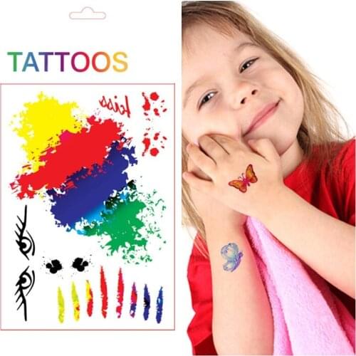 Wholesale Health Kid Creative colorful graffiti Metallic Temporary Tattoo Waterproof Child Body Tatuajes 500packs free shipping