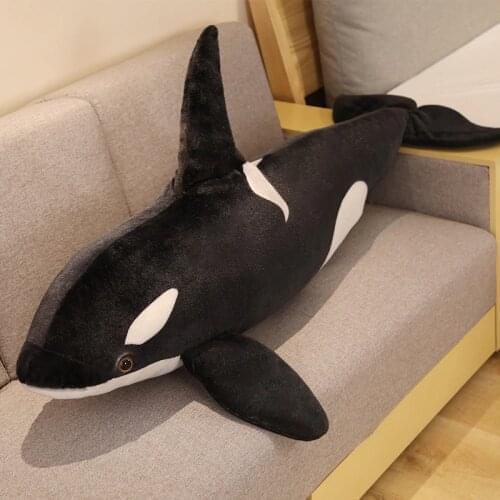 75/130cm Lifelike Orcinus Orca Black Whale Plush Toys Big Fish Cloth Doll Shark Stuffed Plush Sea Animals Children Birthday Gift