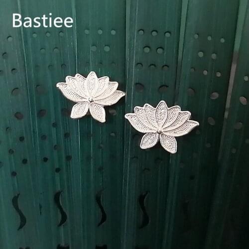 Bastiee 999 Sterling Silver Lotus Flower Stud Earrings For Women Hmong Handmade Luxury Fine Jewelry Romantic Cute Earings