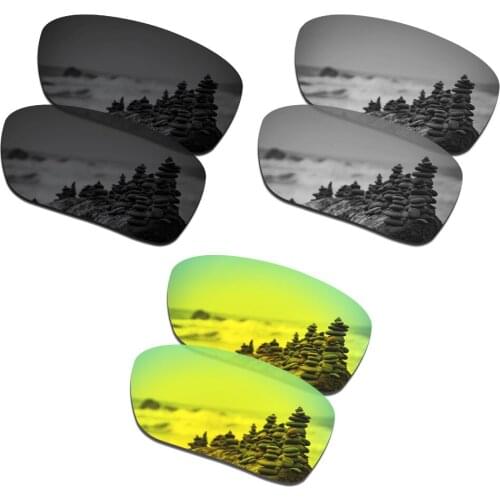 SmartVLT 3 Pairs Polarized Sunglasses Replacement Lenses for Oakley Si Ballistic Det Cord Black and Silver Titanium and 24K Gold