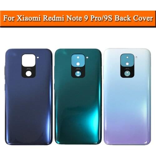 Back Glass for Xiaomi Redmi Note 9 Pro Battery Cover Rear Housing Door Panel Case for Redmi Note 9S Black Battery Cover Replace