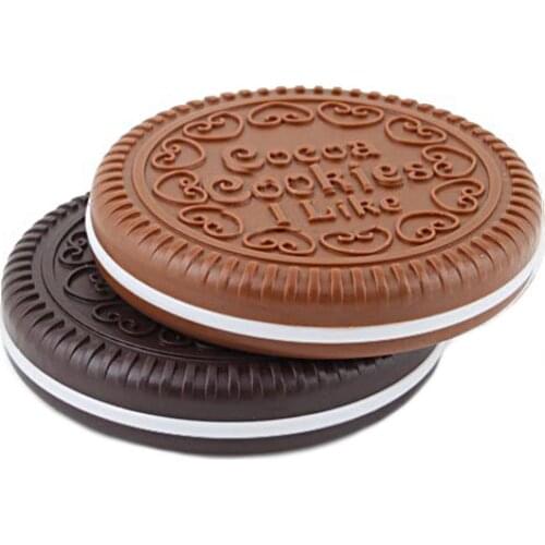 Pocket Mirror Make up Mirror Mini Dark Brown Cute Chocolate Cookie Shaped With Comb Cute Cookie Shaped Design Mirror Set