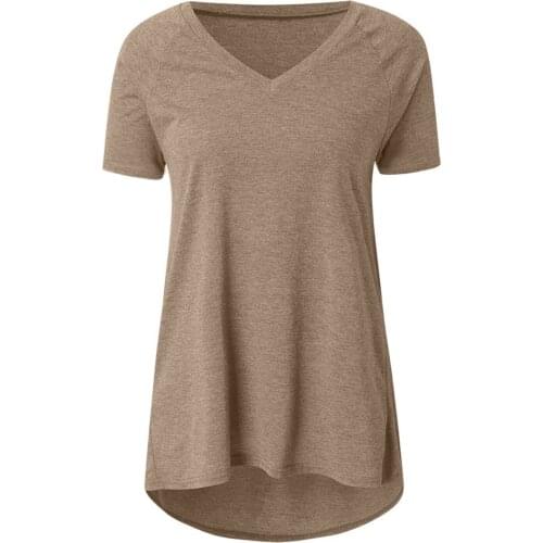 Women Fashion Short Sleeve T-shirt Casual Solid Color Loose Tops for Ladies Female