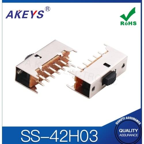 SS-42H03 (4P2T) two row 12 pin vertical toggle switch with 4 fixed feet sliding in white shell