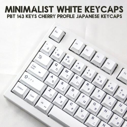 143 keys Sublimation PBT white minimalist keycaps for mechanical keyboard japanese root cherry profile style english 68 87 108
