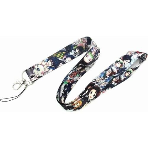 30 pcs cartoon Kimetsu no Yaiba Neck Strap Lanyards Badge Holder Rope Pendant Key Chain Accessorie