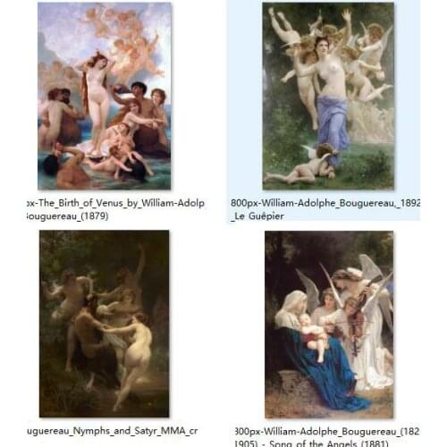 4pcs -HOME TOP decorative art GOOD quality-French painter William Bouguereau print art painting Nymphs and Satyr Venus Angels
