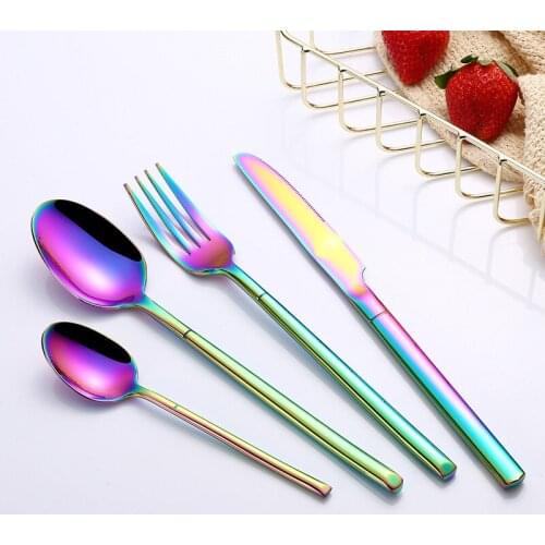 Hot Sale 4 Pcs black color european Dinnerware knife 304 Stainless Steel Western Cutlery Kitchen Food Tableware Dinner Set