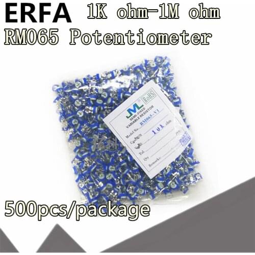 500pcs RM065 RM-065 100 200 500 1K 2K 5K 10K 20K 50K 100K 200K 500K 1M ohm Trimpot Trimmer Potentiometer variable resistor 103