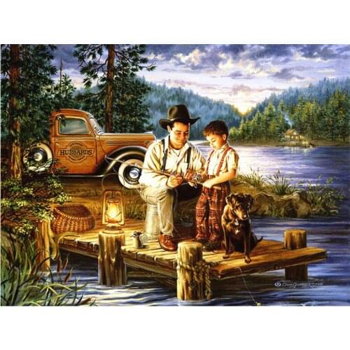 5D DIY Diamond Painting Portrait Father Kid Home Decoration Full Square Embroidery Rhinestone Picture Crystal Picture