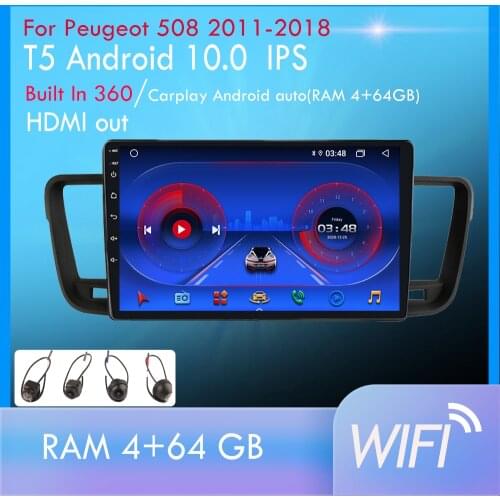 2din Android 10 Car Radio Multimedia Video Player For Peugeot 508 2011 2012 - 2018 Carplay Stereo DSP GPS RDS NO DVD 360 Camera