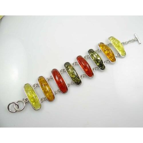 Free shipping Fashion Precious Modernist TEARDROP GOLDEN HONEY PRESSED AMBERS Bracelet jewellery making C63