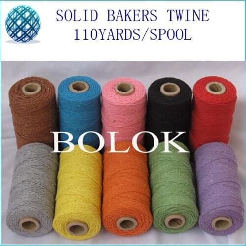 Free shipping Solid cotton Baker twine 50pcs/lot (110yards) plain bakers twine 10 kinds color wholesales