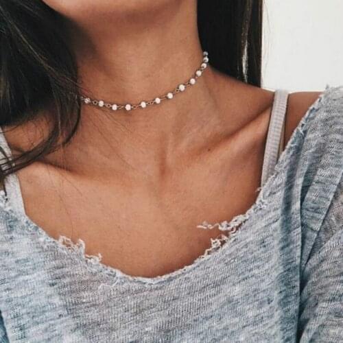 Boho Beads Chocker Gold Chain Choker Necklace For Women colar collier ras du cou femme collares kolye jewellery