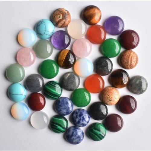 Good quality assorted natural stone mix round CABOCHON 14mm beads for jewelry making wholesale 50pcs/lot free shipping