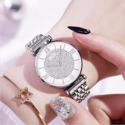 Silver Watches For Women Stainless Steel Waterproof Quartz Wristwatch Luxury Brand Fashion Diamond Relogio Feminino Clock Gift