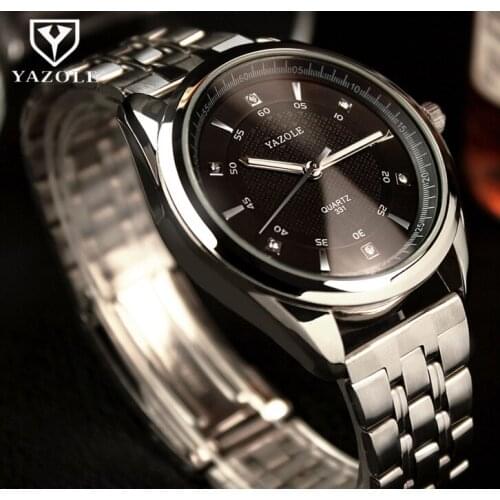 2020 YAZOLE Luxury Brand Stainless Steel Analog Display Waterproof Mens Quartz Watch Business Watch Men Watch Relogio masculino