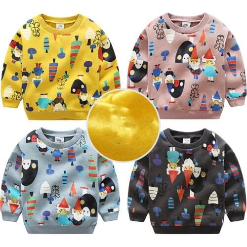 Childrens Clothing 2020 Autumn Winter Toddler Boys Sweatshirts Casual Cartoon Print Velvet Pullovers for Boy Kids Warm Hoodies