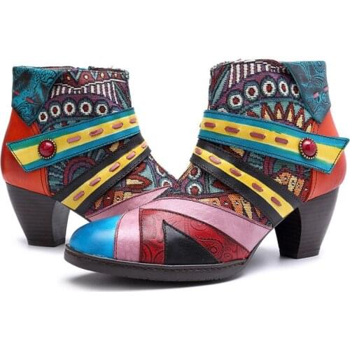 Elegance Vintage Women Hollow Out Chunky Heel Genuine Leather Pumps Slip On 3-5CM Thick High heels Women Shoes Elegance Vintage