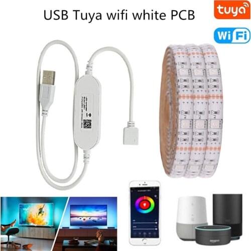 5M Tuya Wifi Usb Led Strip 5v Rgb Flexible Led Light SMD 5050 for HDTV TV Backlight Lights Strips IP20 Not Waterproof Neon Lamp