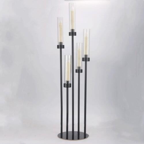 IMUWEN Metal Candle Holder Black Candlesticks Wedding Table Centerpiece Candelabra Pillar Stand Road Lead Party Decor