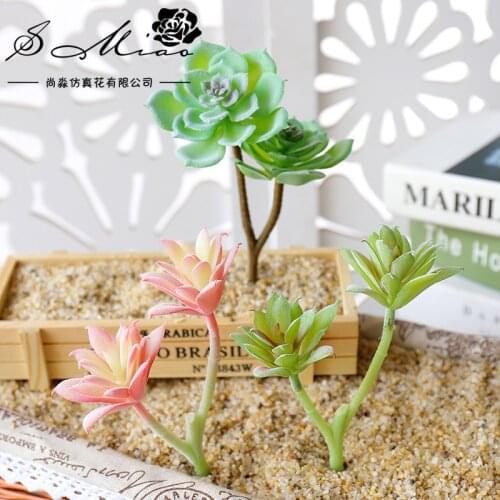 Large 2Heads Lotus Landscape Artificial Succulents Plants Home Garden Living Room Wedding Party Decoration Fake Plants Bonsai