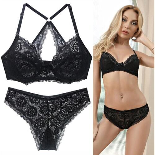 Bra Set Lingerie Push Up Brassiere Lace Underwear Set Sexy Transparent Panties For Women underwear 32 34 36 38 40 42 44