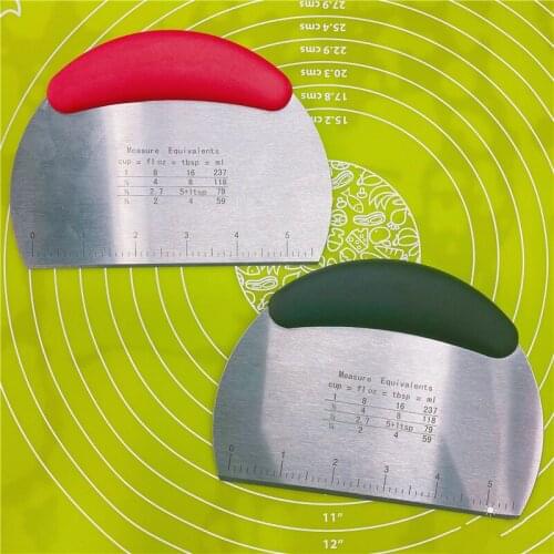 Stainless Steel Pastry Cutter with Scale Kitchen Pastry Metal Dough Cutter Icing Smoother Cake Decorating Scraper Dough Chopper