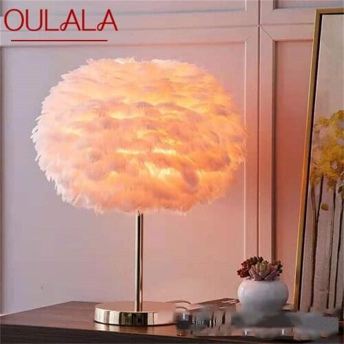 OULALA Creative Table Lamps Feather Desk Lighting Contemporary for Living Room Bed Room Decoration