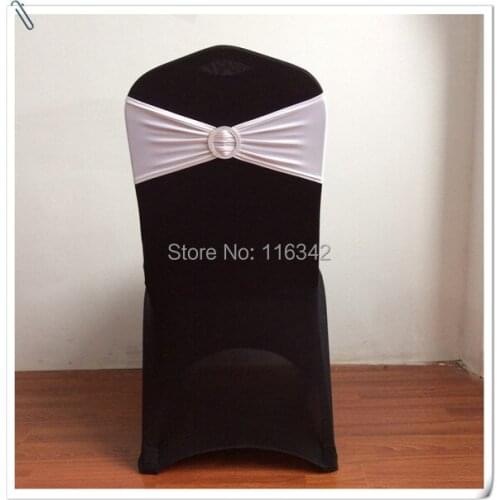 HOT SALE 100pcs White Lycra Bands & Spandex Chair Bands With Round Buckle & Wedding Chair Cover Sash FREE SHIPPING Marious