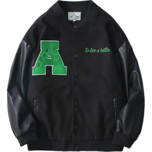 Nice Varsity Jacket Men Furry Letter Embroidery Hip Hop Patchwork Color Block Harajuku Mens Fashion College Bomber Jacket Unisex