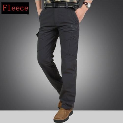 Mens Cargo Pants Winter Thicken Fleece Cargo Pants Men Casual Cotton Military Tactical Baggy Pants Warm Trousers Plus size 4XL