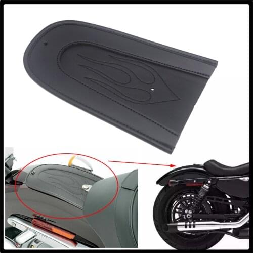 For Harley Sportster XL 1200 883 XL1200 XL883 2004-2017 Solo Seat Motorcycle Black Leather Flame Rear Fender Bib Cover Cushion