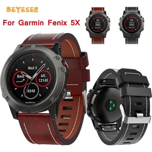 Genuine Leather Watchband For Garmin Fenix 5X Watch Quick Release Easy Fit Replacement Strap New Adjustable Bracelet Accessories