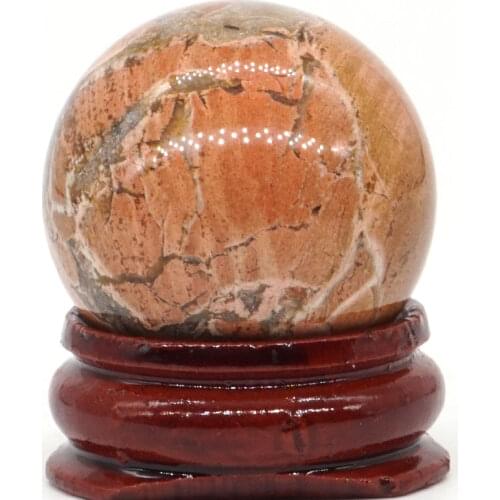 Natural Red Silver Leaf Jasper Ball Mineral Quartz Sphere Hand Massage Crystal Ball Healing Feng Shui Home Decor Accessory 30mm