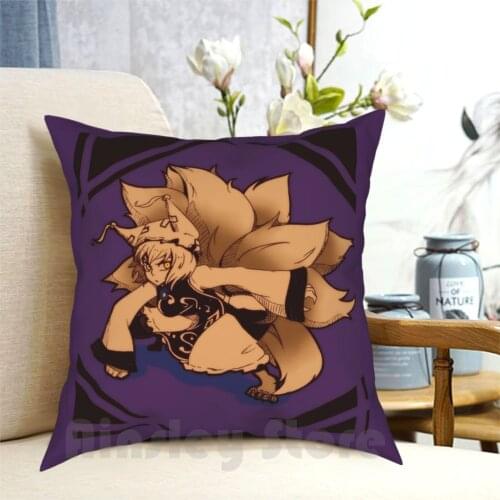 Ninetailed Fury-Ran Pillow Case Printed Home Soft DIY Pillow cover Touhou Anime Yakumo Ran Purple Monochrome Fox Girl Fanart