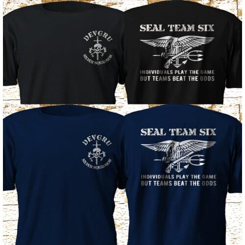 New Navy Seal Team 6 Six Devgru Silver Squadron Navy Black T Shirt 2 Sides 2019 Unisex Tees